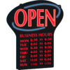 open sign with business hours