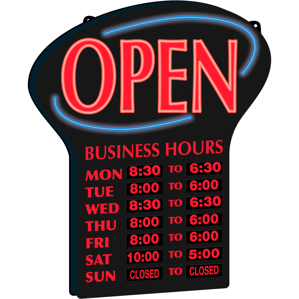 LED Open Sign With Hours Centurion Store Supplies