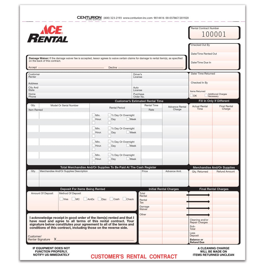 Ace rental invoice