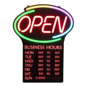 Open Sign With Business Hours