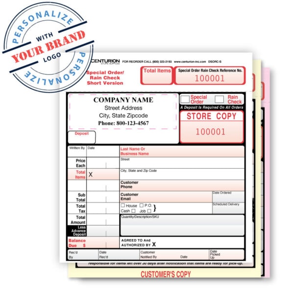 Special Order/Rain Check Form | By Centurion