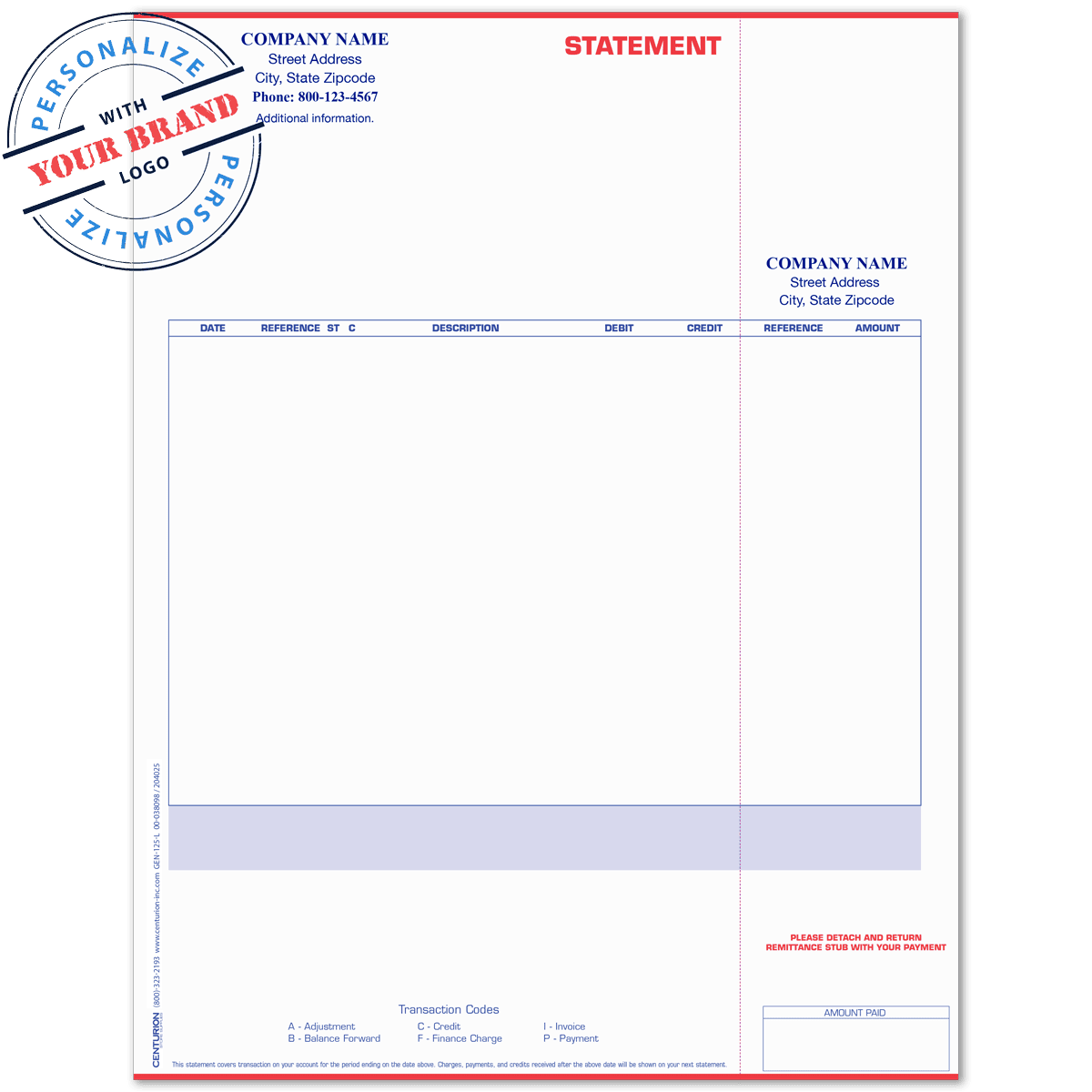 Custom Epicor Laser Statement